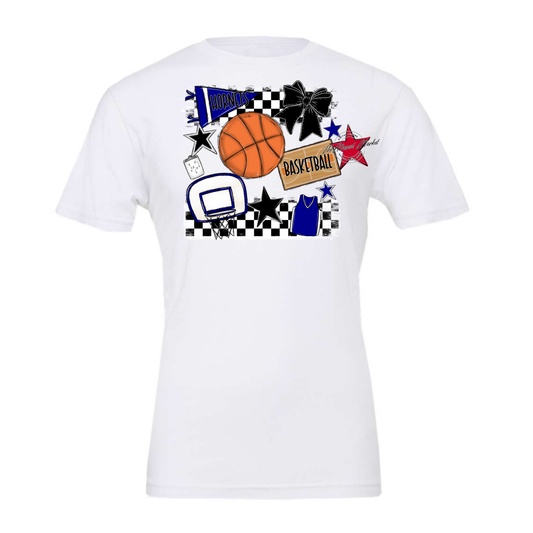 Hornets Checkers Basketball Spirit Design-Blue