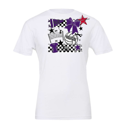 Tigers Checkers Volleyball Spirit Design-Purple
