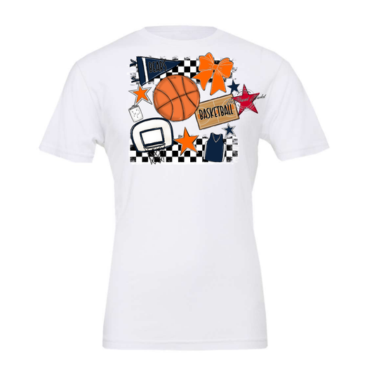 Bears Basketball Checkers Design-Navy-Orange