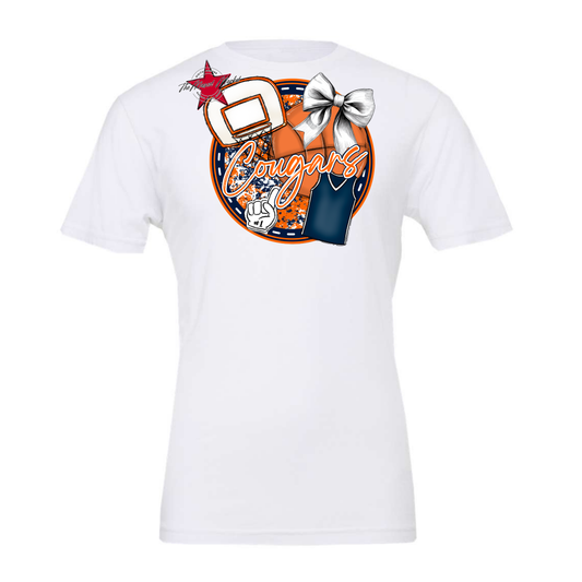 Cougars Circle Basketball Design-Navy-Orange