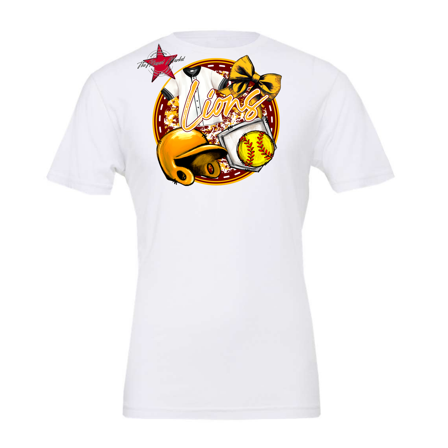 Lions Circle Softball Design-Maroon-Yellow