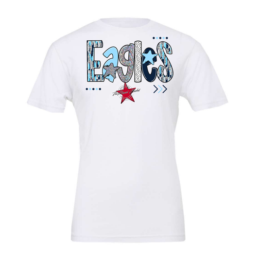 Eagles Brushstroke Alpha Design-Navy-Columbia Blue