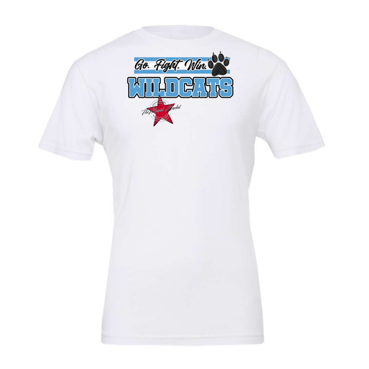 Wildcats Go Fight Win Mascot Lines-Carolina Blue