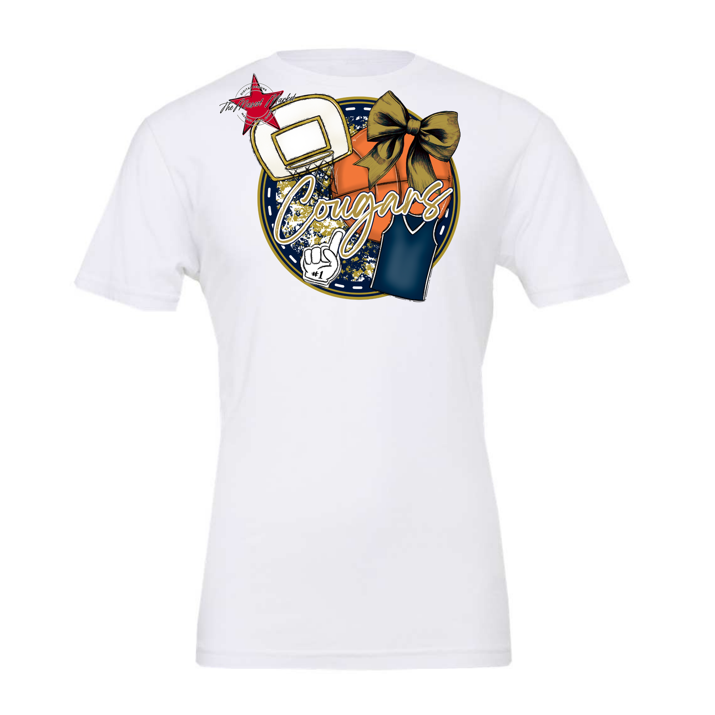 Cougars Circle Basketball Design-Navy-Gold