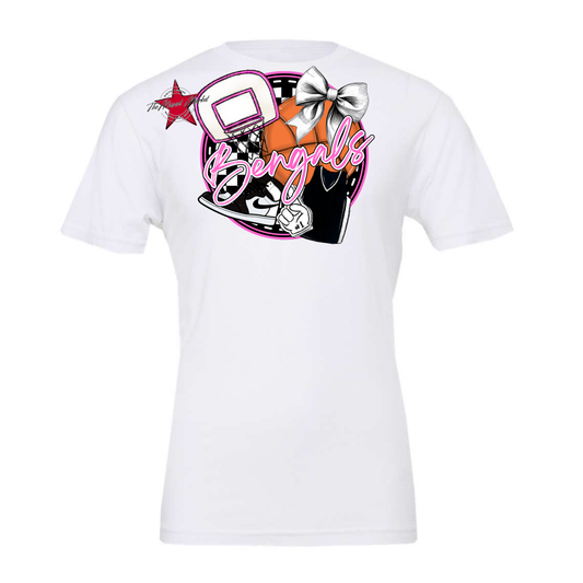 Bengals Circle Basketball Design-Baby Pink