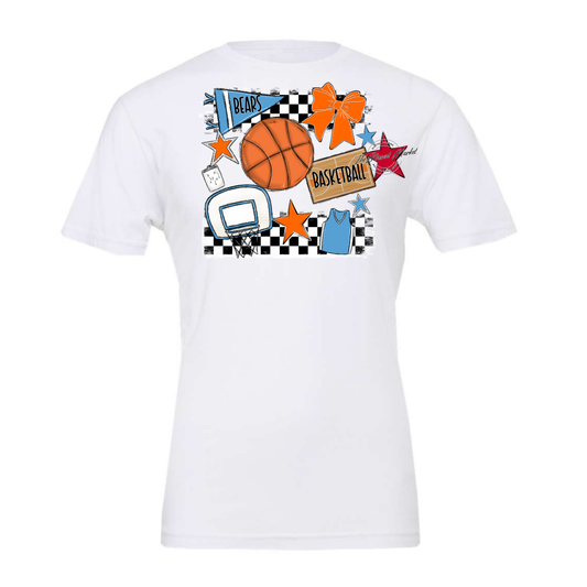 Bears Basketball Checkers Design-Carolina Blue-Orange