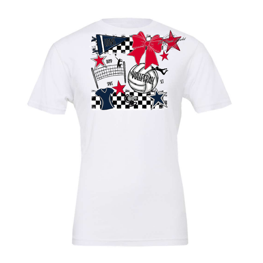 Lions Checkers Volleyball Spirit Design-Navy-Red