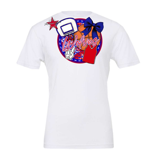 Wolves Circle Basketball Design-Blue-Red
