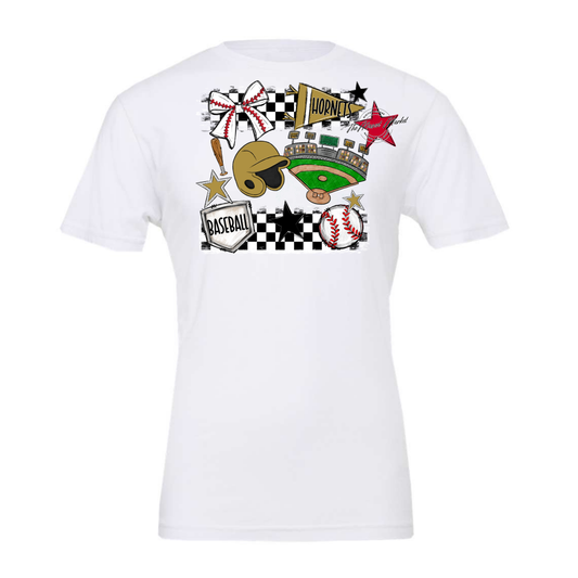 Hornets Checkers Baseball Spirit Design-Gold