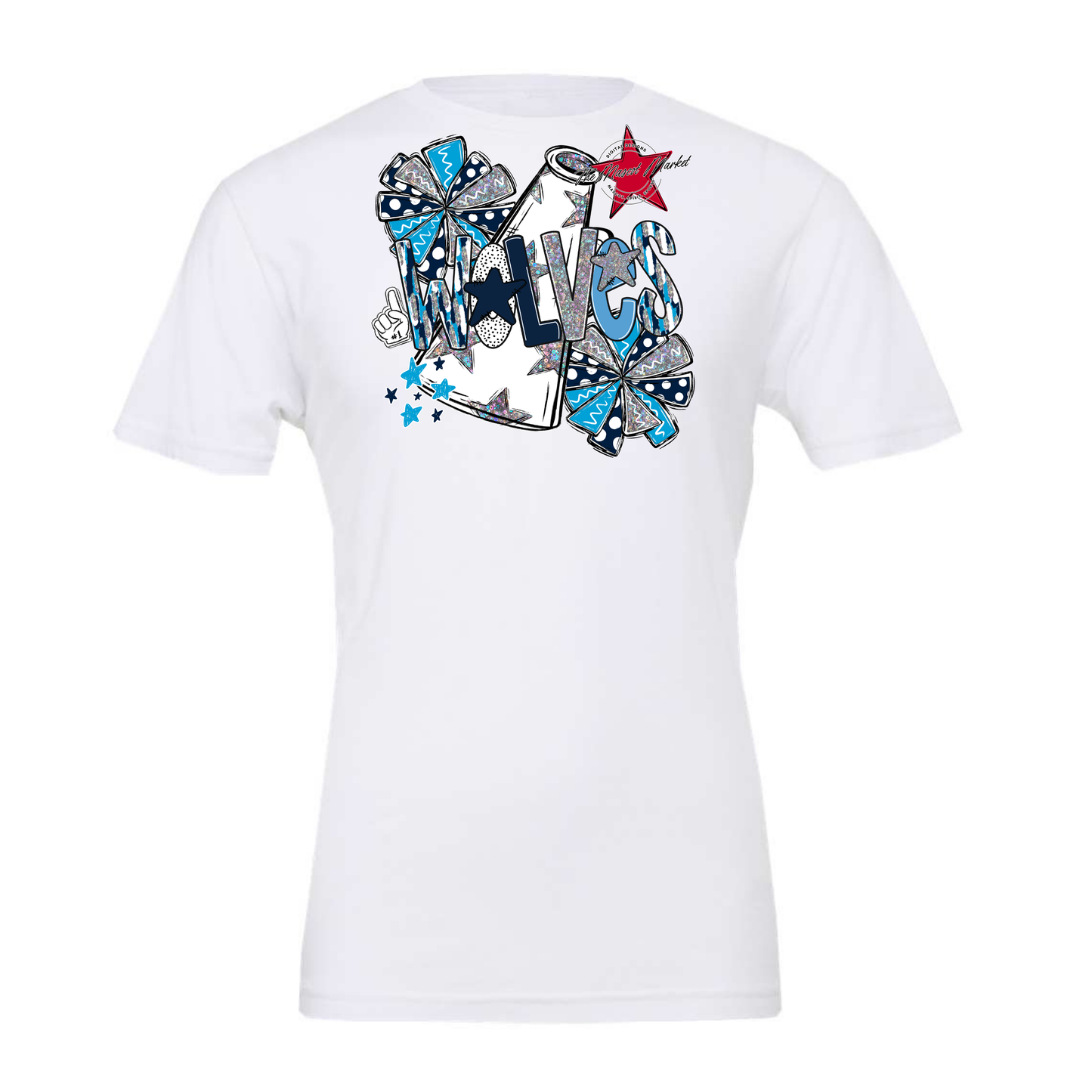 Wolves Cheer Megaphone Scrape-Navy-Carolina Blue