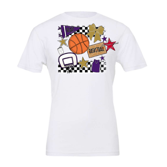 Bears Basketball Checkers Design-Purple-Gold