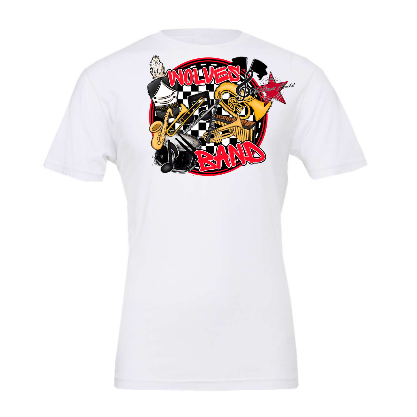 Wolves Circle Band Design-Bright Red