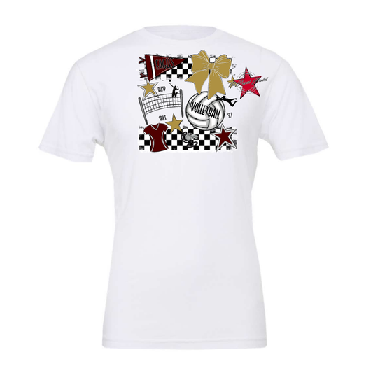 Eagles Volleyball Checkers Design-Maroon-Gold