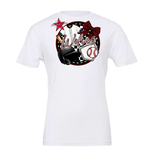 Wolves Circle Baseball Design-Maroon