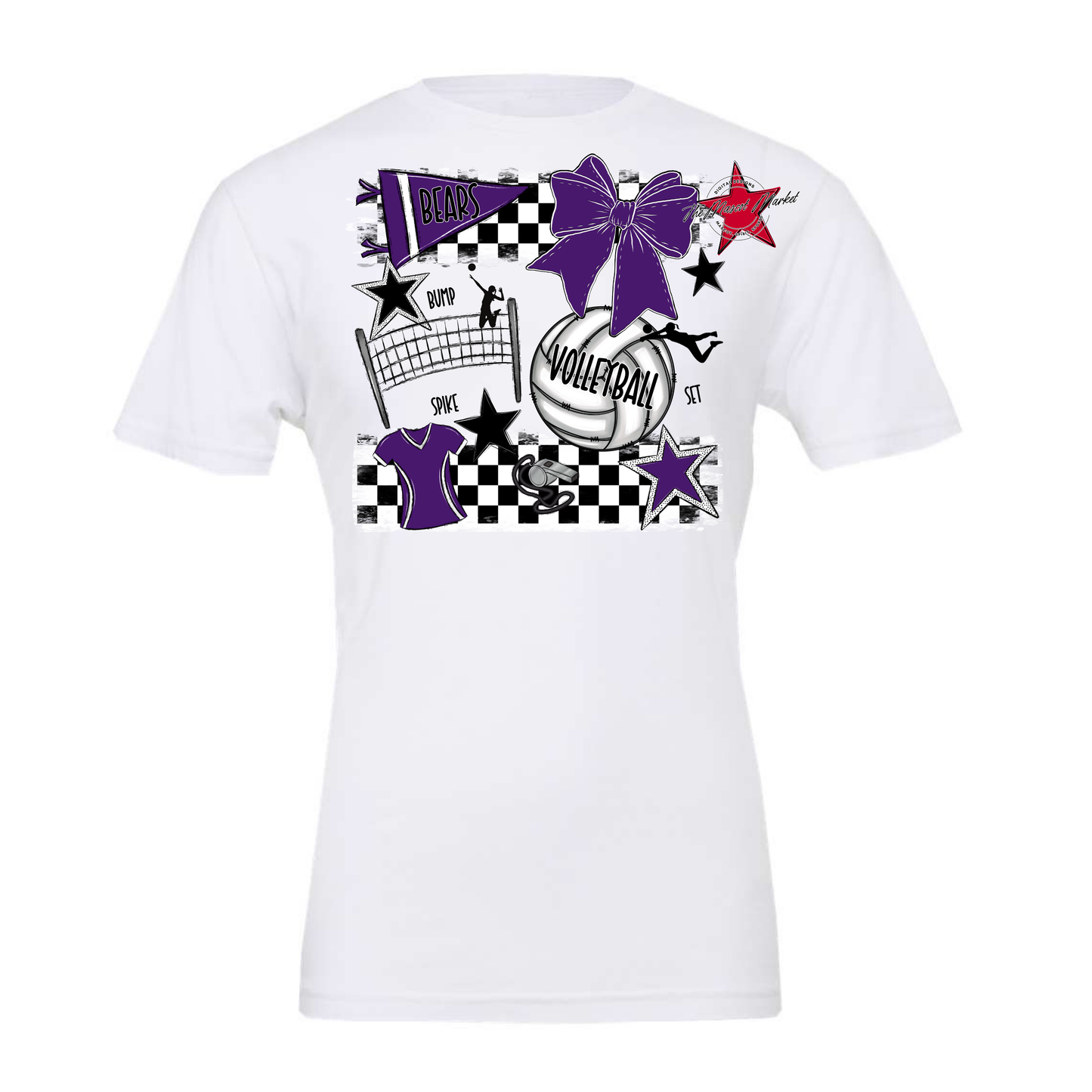 Bears Volleyball Checkers Design-Purple