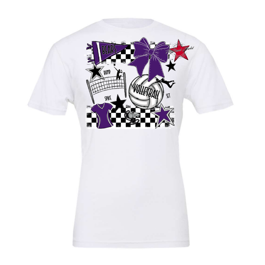 Bears Volleyball Checkers Design-Purple