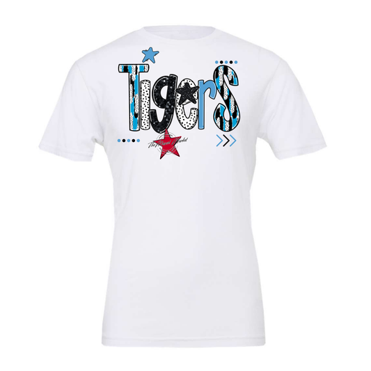 Tigers Brushstroke Alpha w Arrows-Carolina Blue