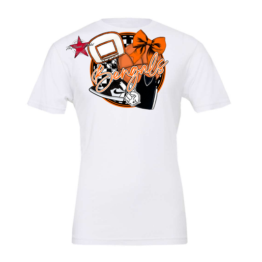 Bengals Circle Basketball Design-Orange