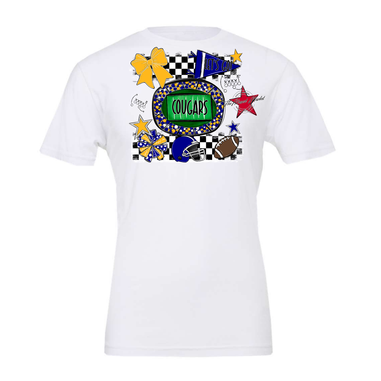Cougars Checkers Spirit Design-Royal Blue-Yellow