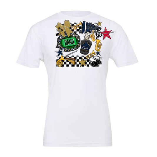 Cougars Checkers Band Spirit Design-Navy-Gold