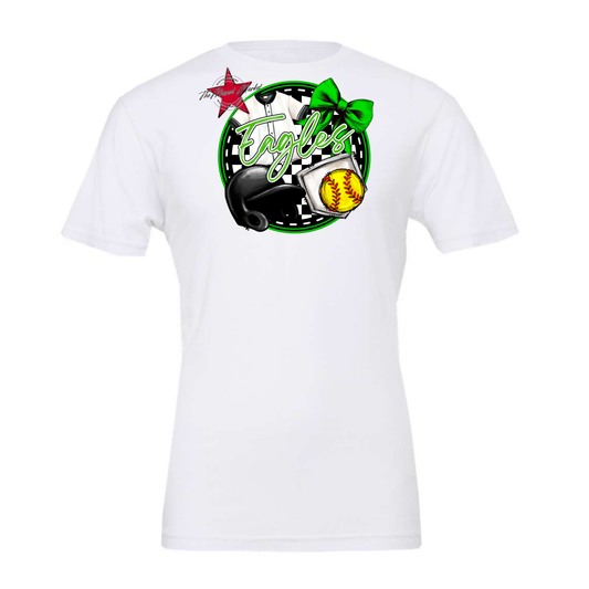 Eagles Circle Softball Design-Bright Green