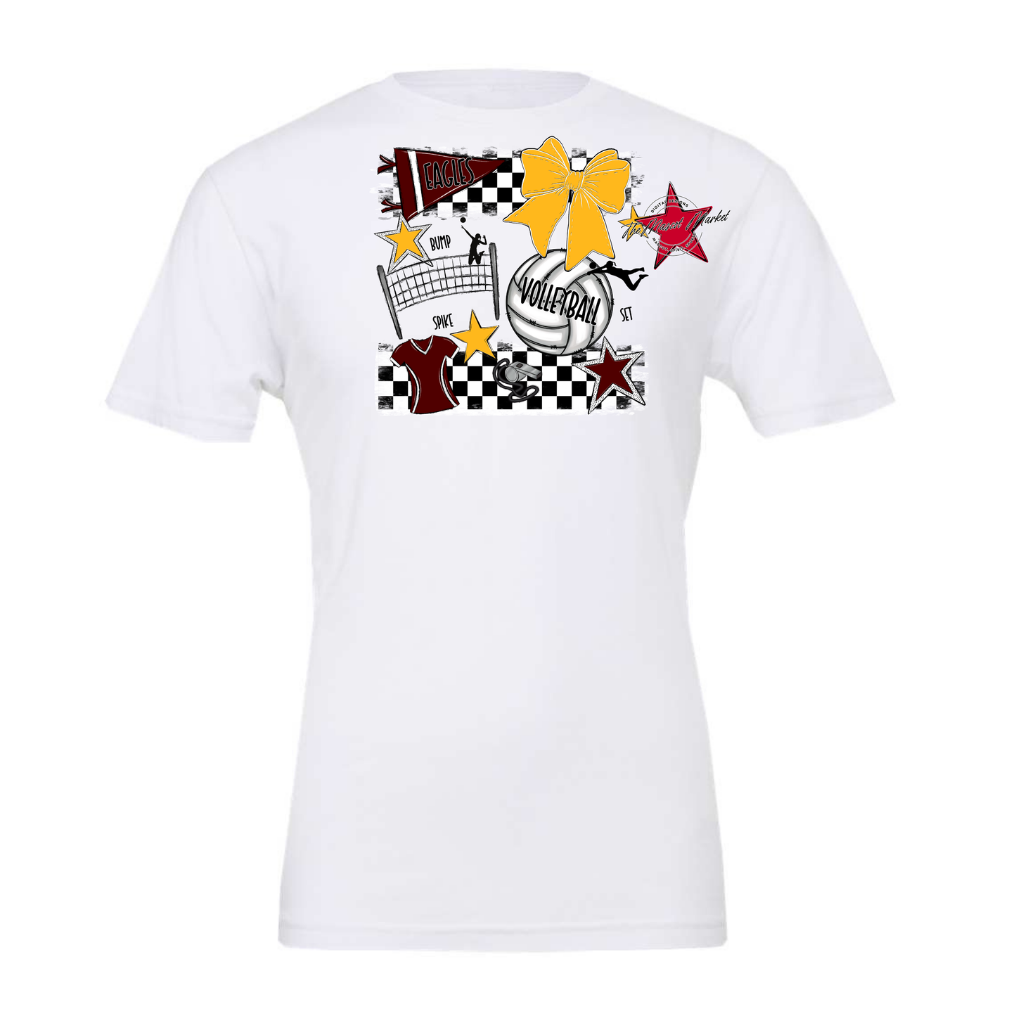 Eagles Volleyball Checkers Design-Maroon-Yellow