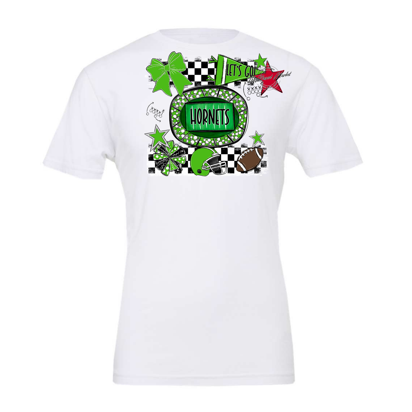 Hornets Checkers Spirit Design-Bright Green