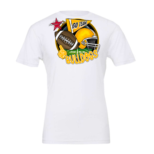 Bulldogs Circle Football Design-Yellow