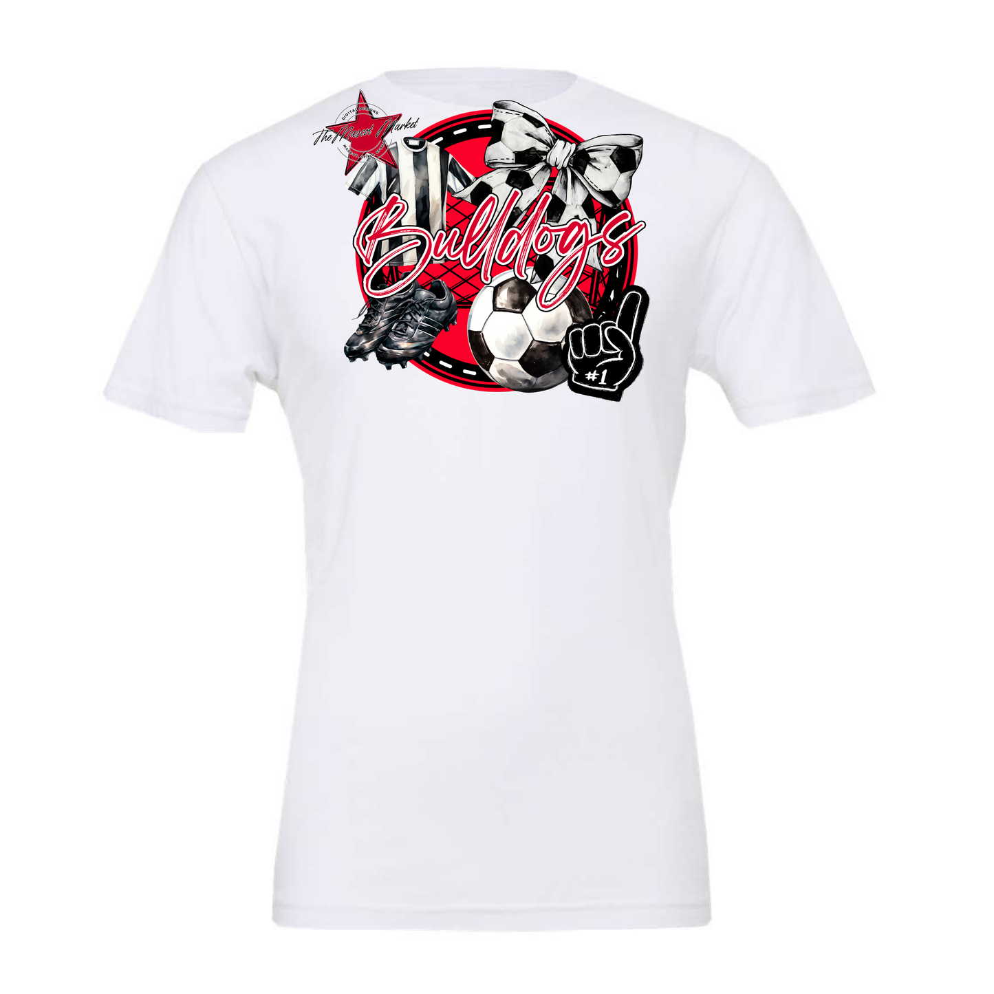 Bulldogs Circle Soccer Design-Red