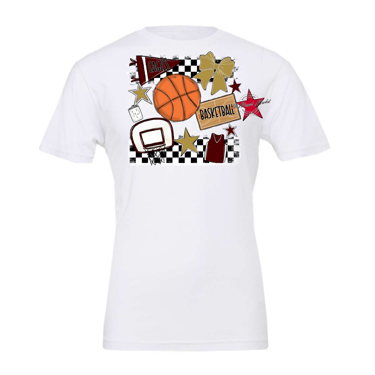 Eagles Basketball Checkers Design-Maroon-Gold