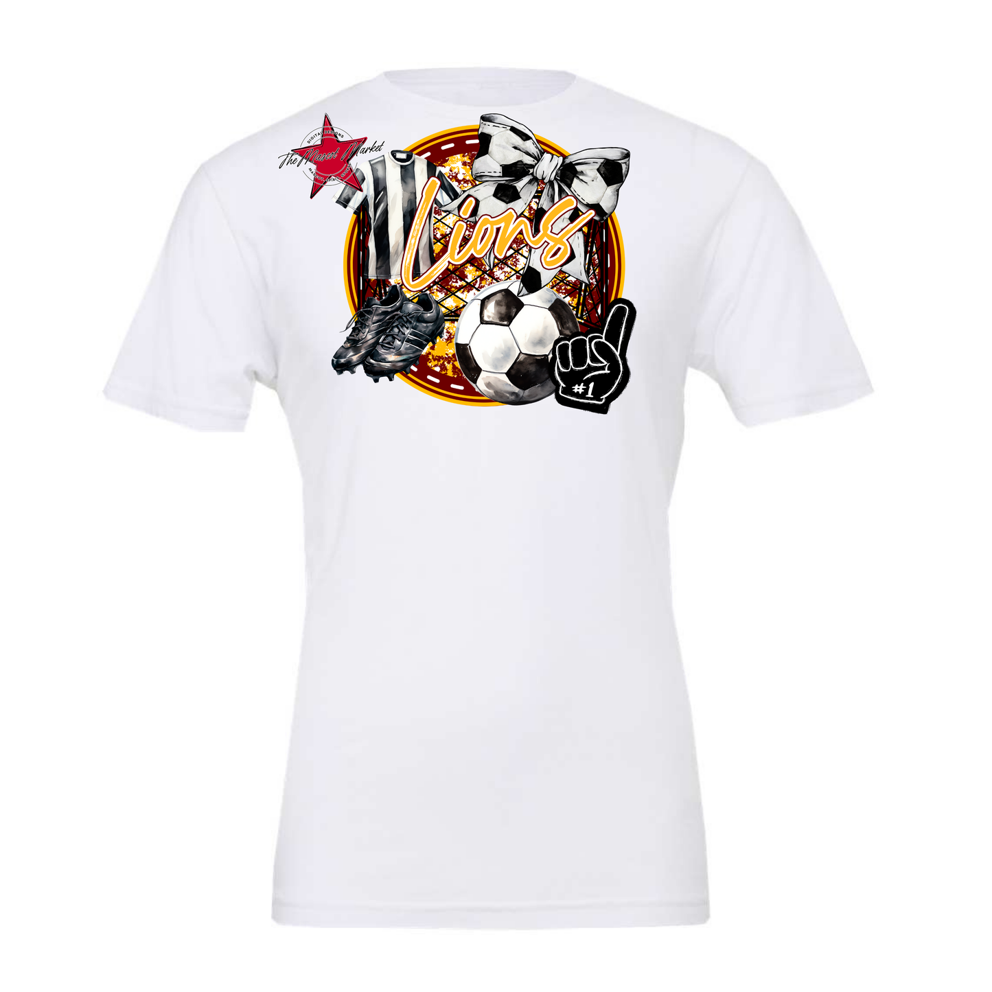 Lions Circle Soccer Design-Maroon-Yellow