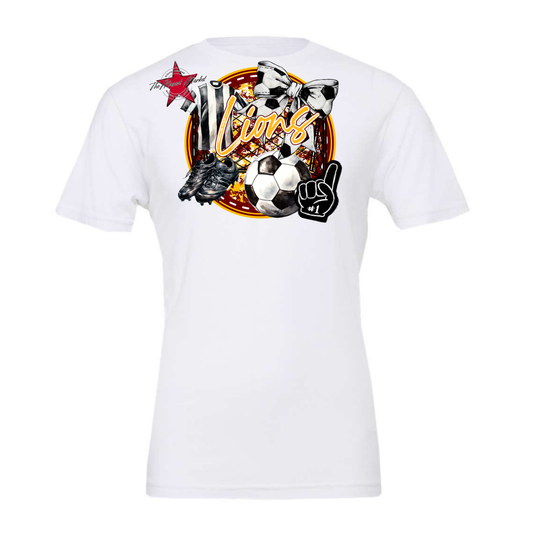 Lions Circle Soccer Design-Maroon-Yellow