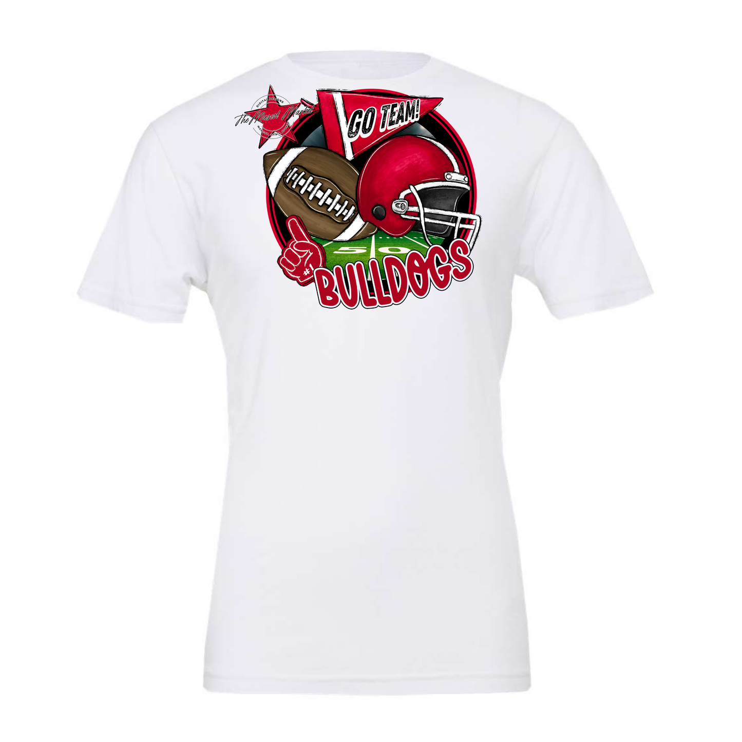 Bulldogs Circle Football Design-Red