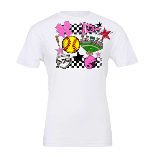 Raiders Softball Checkers Design-Baby Pink