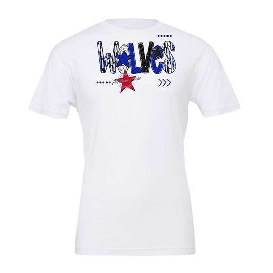 Wolves Brushstroke Alpha w Arrows-Royal Blue