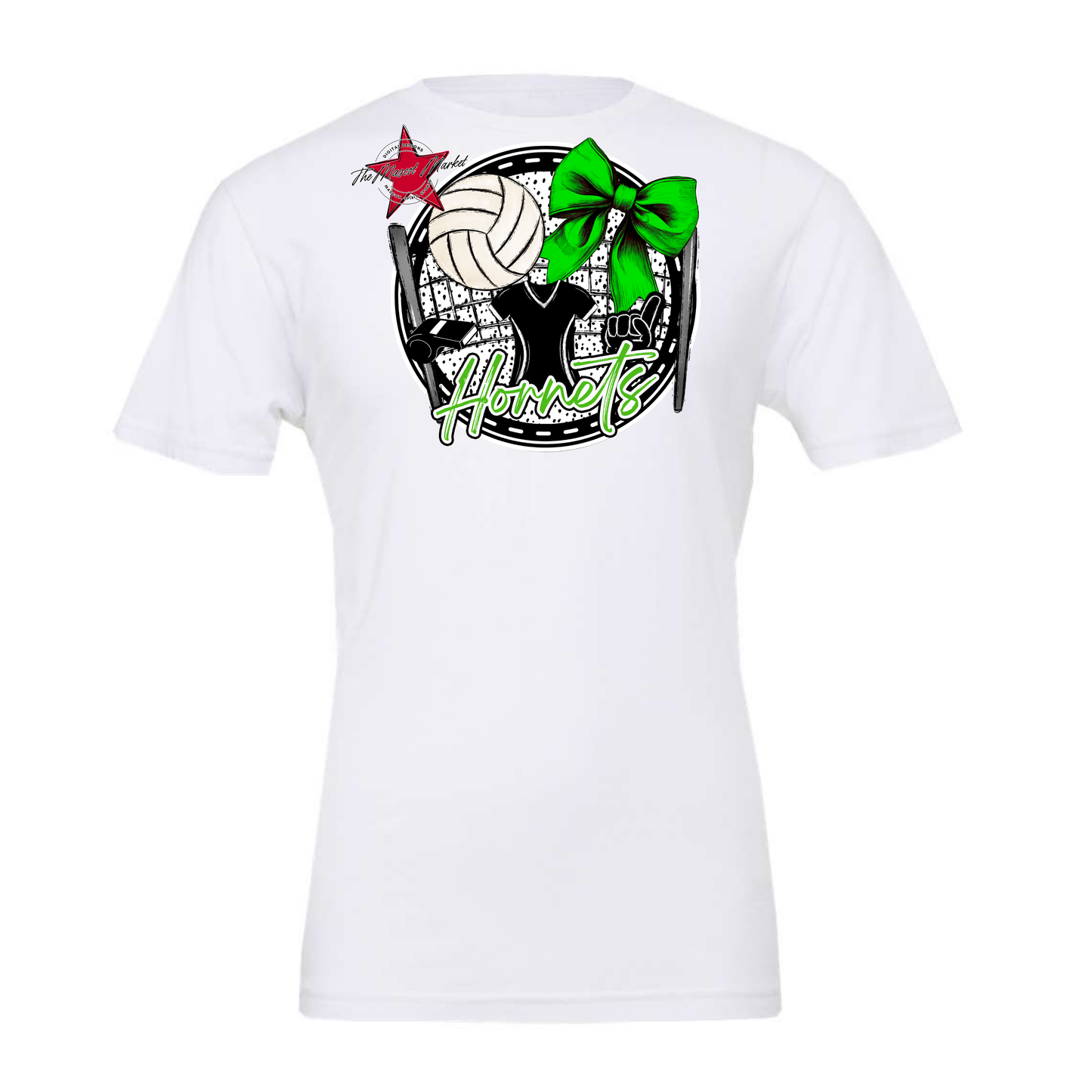 Hornets Circle Volleyball Design-Bright Green