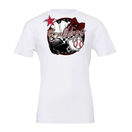 Bulldogs Circle Baseball Design-Maroon