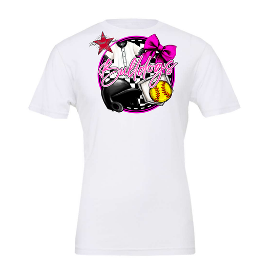 Bulldogs Circle Softball Design-Pink