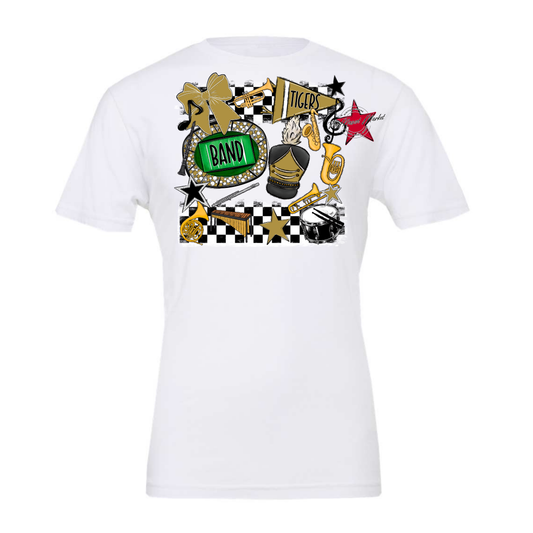 Tigers Checkers Band Spirit Design-Gold