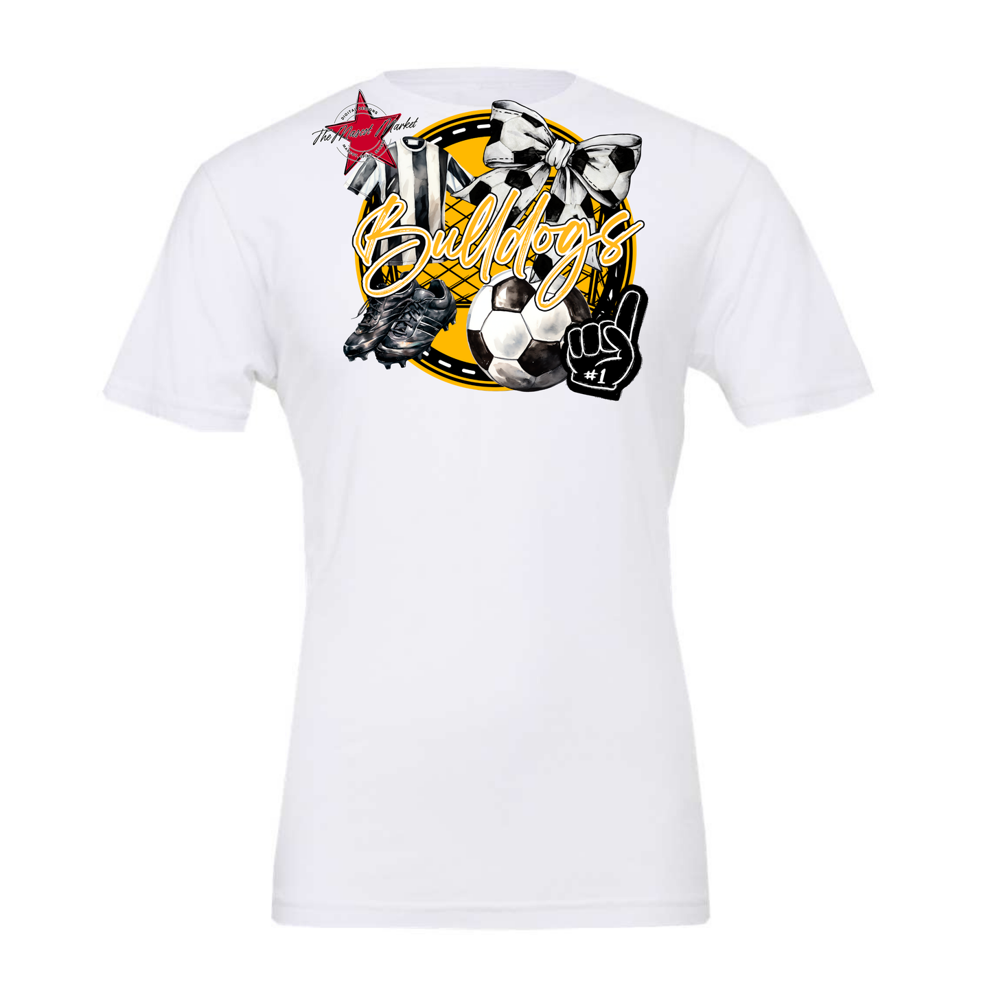 Bulldogs Circle Soccer Design-Yellow