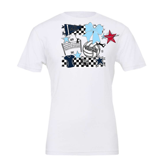 Eagles Volleyball Checkers Design-Navy-Columbia Blue