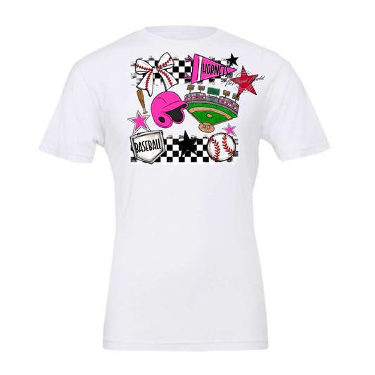 Hornets Checkers Baseball Spirit Design-Pink