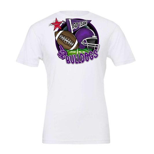 Bulldogs Circle Football Design-Purple