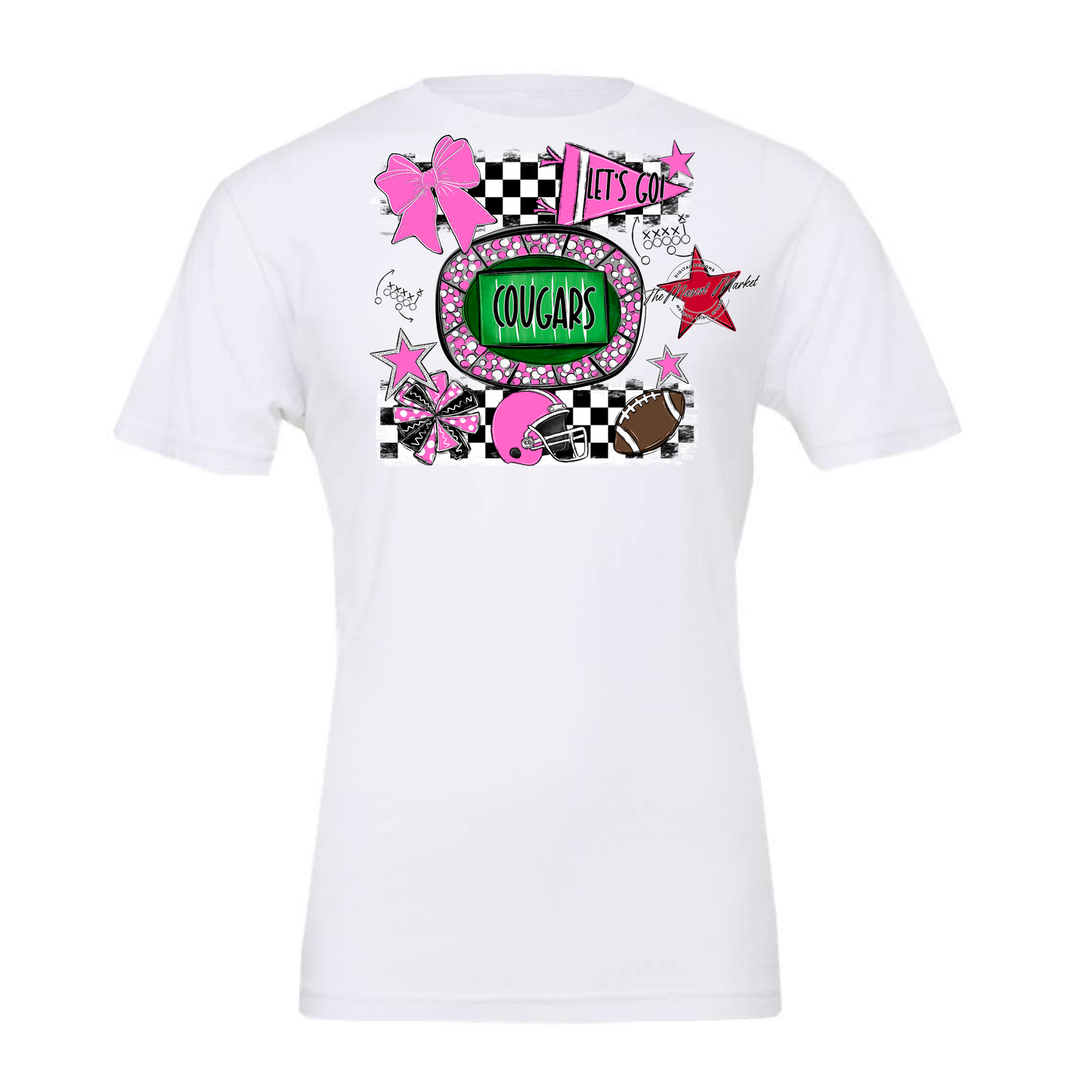 Cougars Checkers Spirit Design-Baby Pink