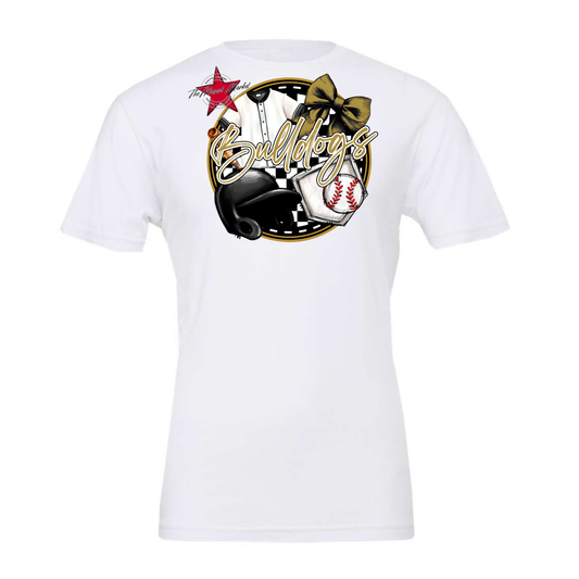 Bulldogs Circle Baseball Design-Gold