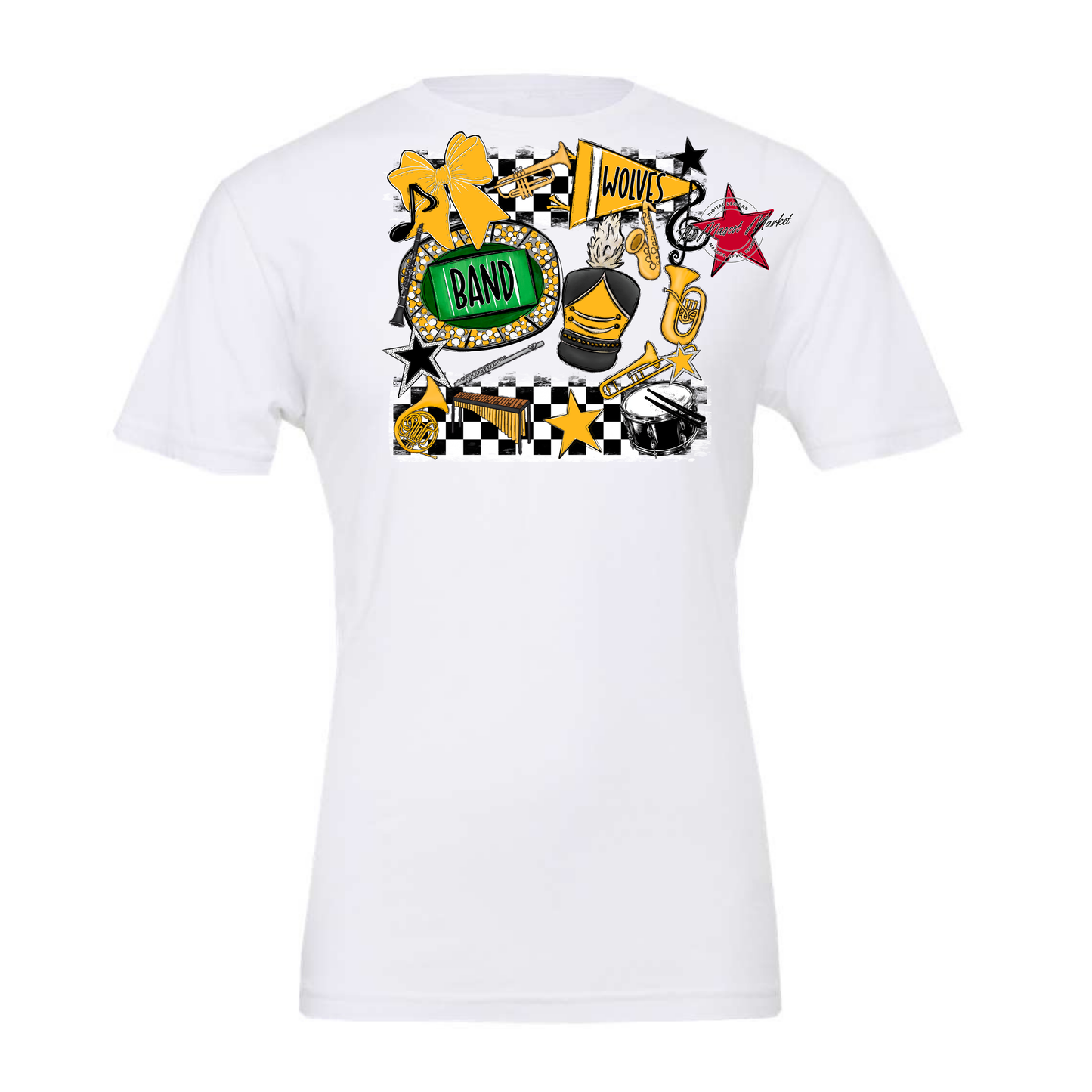 Wolves Checkers Band Spirit Design-Yellow