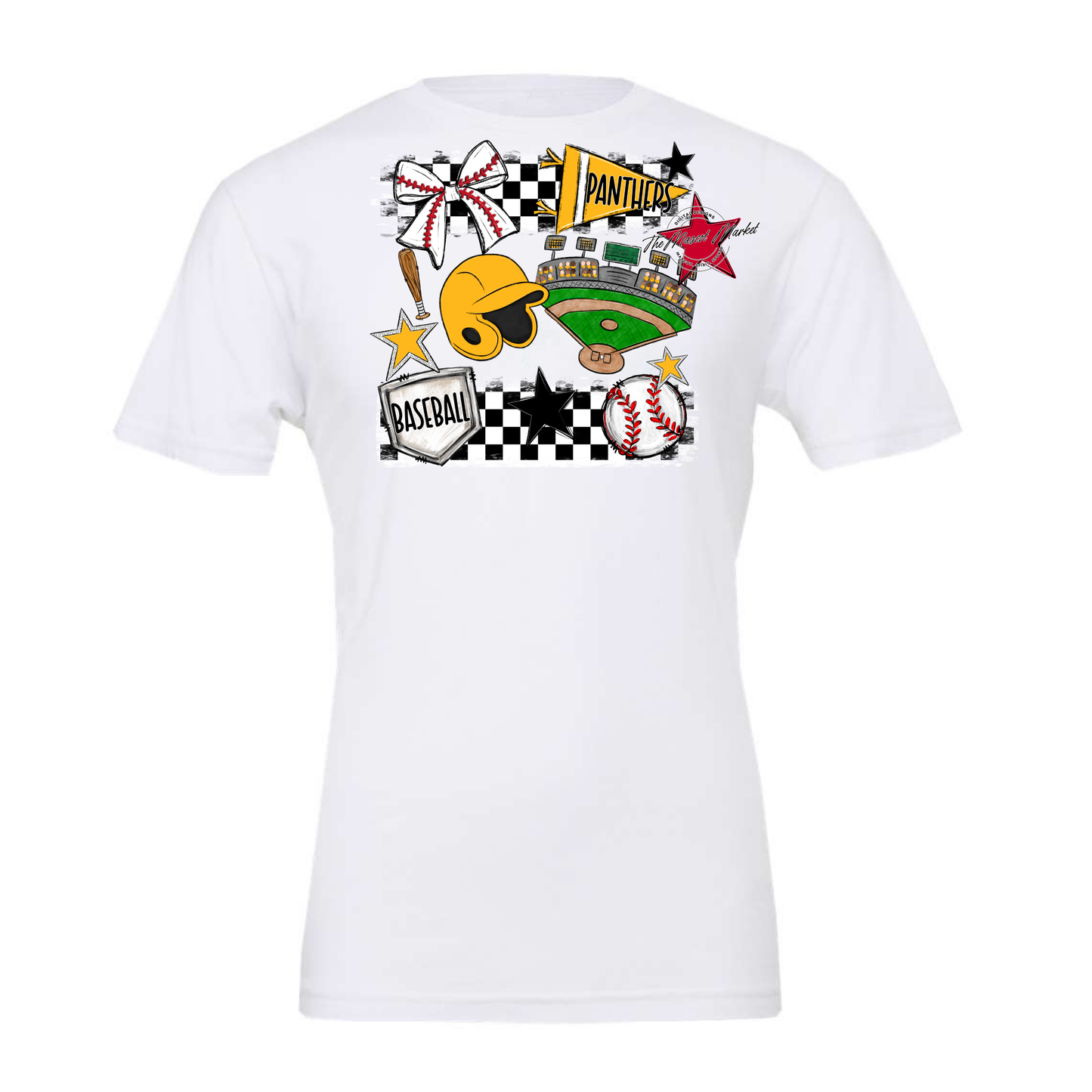 Panthers Checkers Baseball Spirit Design-Yellow