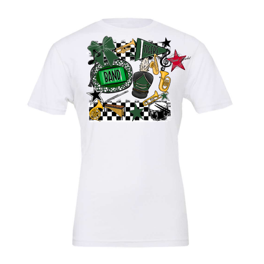 Tigers Checkers Band Spirit Design-Green