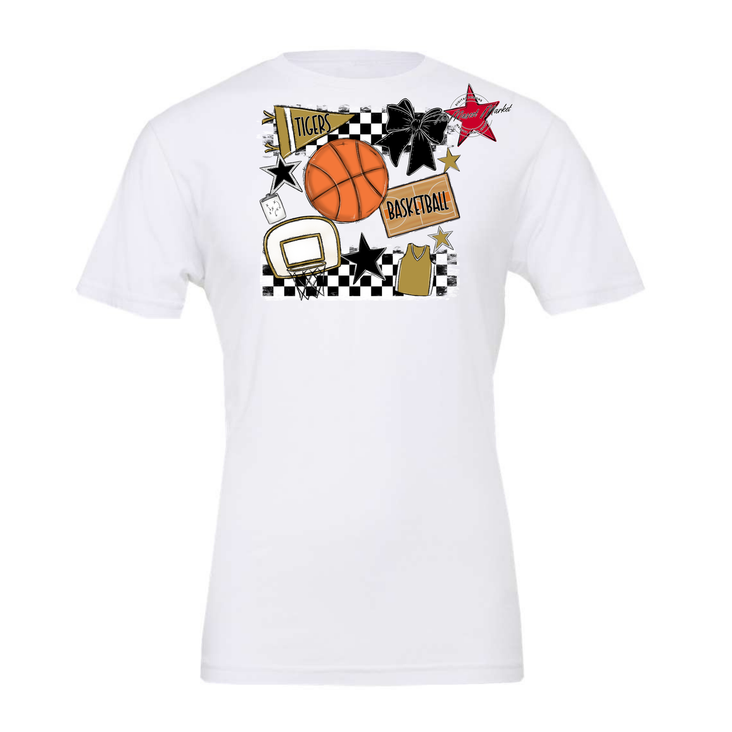 Tigers Checkers Basketball Spirit Design-Gold