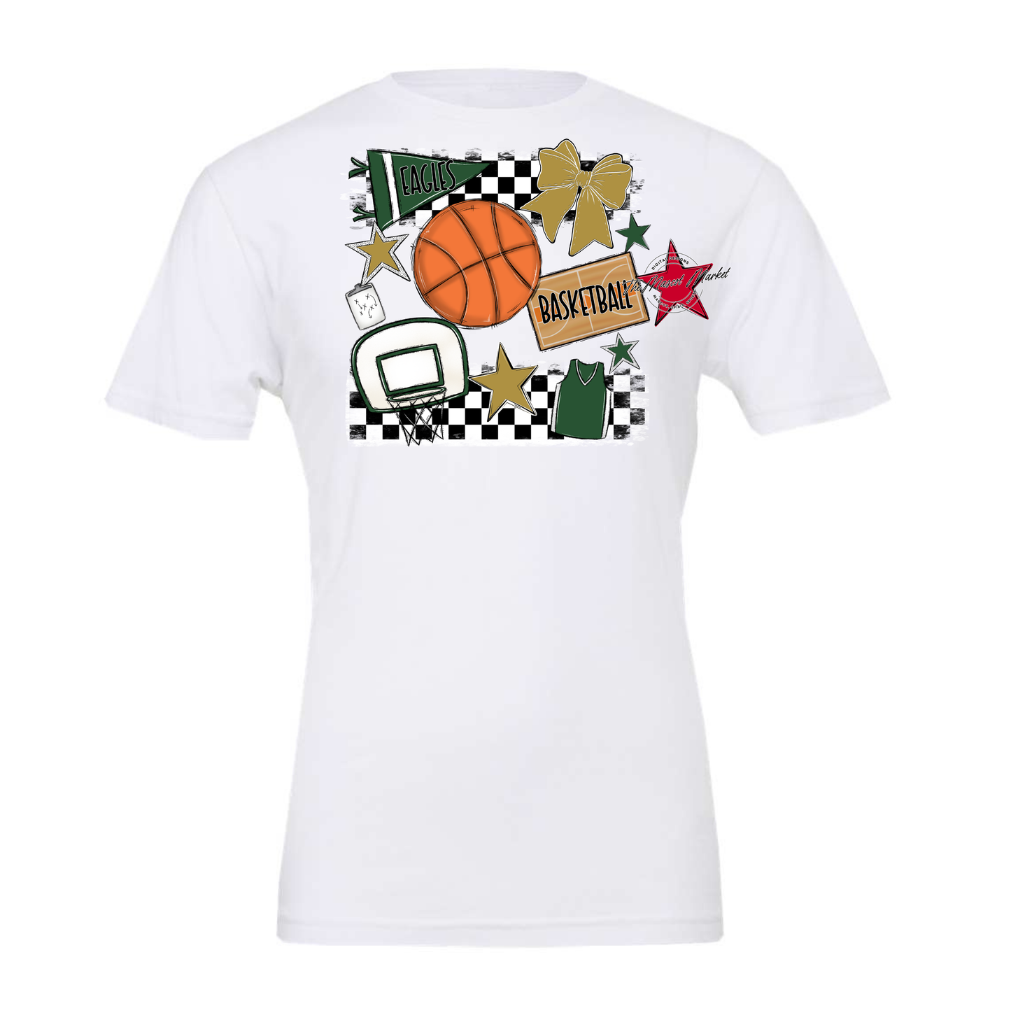 Eagles Basketball Checkers Design-Green-Gold
